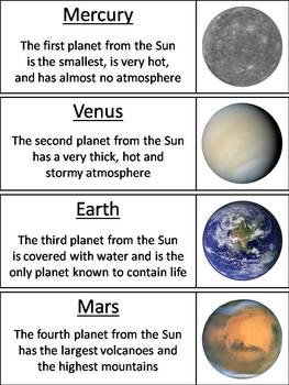 solar system data in words