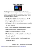 The Planets (Unit Extension Handouts)