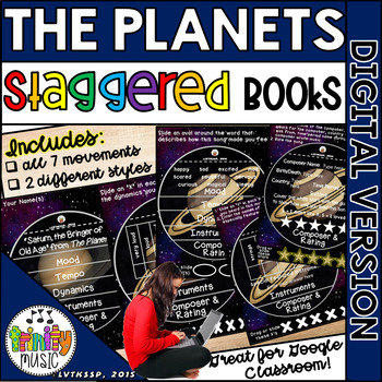 Preview of The Planets (by Holst) Digital Staggered Music Booklets (Distance Learning)