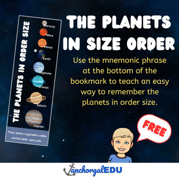 Preview of The Planets by Size Order BOOKMARK
