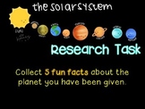The Planets of the Solar System: Research Task