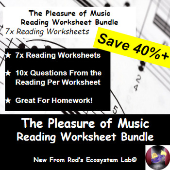 Preview of The Pleasure of Music Chapter Reading Worksheet Bundle **Editable**