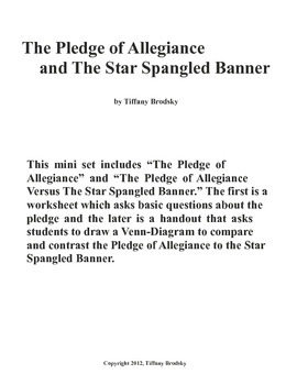 Preview of The Pledge of Allegiance and Star Spangled Banner mini set