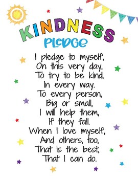 Preview of The Pledge of Kindness, Back to School, Pink Shirt Day