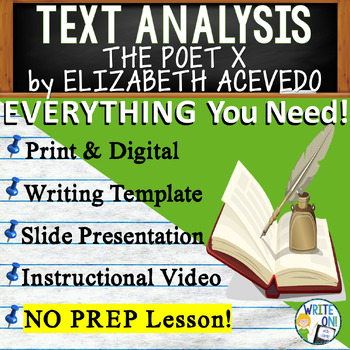 Preview of The Poet X by Elizabeth Acevedo- Text Based Evidence - Text Analysis Writing