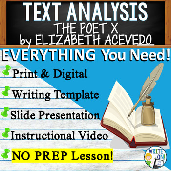 Preview of The Poet X  by Elizabeth Acevedo - Text Evidence - Text Analysis Essay Writing