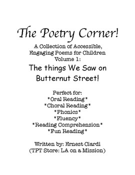 Preview of The Poetry Corner! Volume One: The Things We Saw on Butternut Street