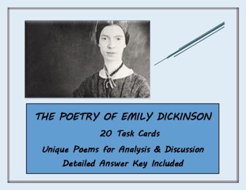 Preview of The Poetry of Emily Dickinson: 20 Task Cards for Analysis & Discussion