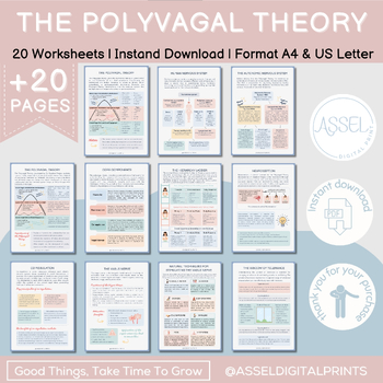 Preview of The Polyvagal Theory worksheets,Nervous System Regulation, psychology, CBT