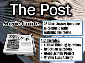 Preview of The Post Movie Guide (2017) - Movie Questions with Extra Activities