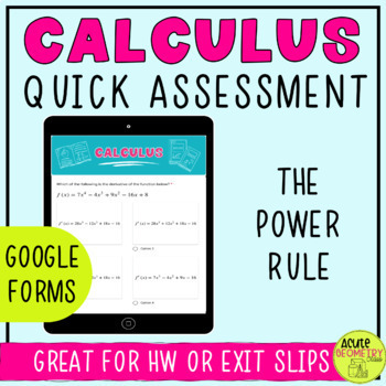 Preview of The Power Rule Digital Practice - Calculus Google Forms Assessment