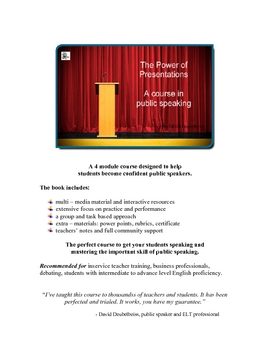 Preview of The Power of Presentations. Public Speaking. Course. Video. Speaking.