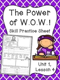 The Power of W.O.W.! (Skill Practice Sheet)