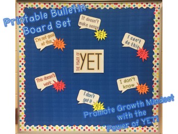The Power of Yet—Growth Mindset Printable Bulletin Board Set | TpT