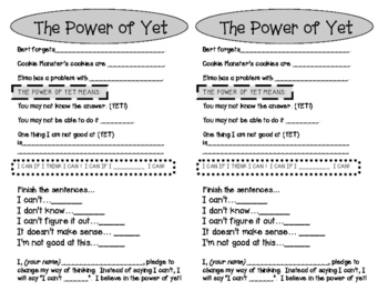 Preview of The Power of Yet:  Interactive Notebook