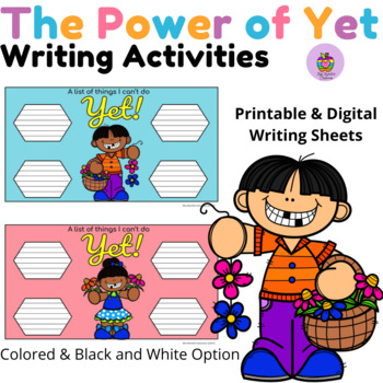 Preview of The Power of Yet Writing Sheets- Printable and Digital Activity