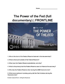 Preview of The Power of the Fed (full documentary) | FRONTLINE Movie Guide Worksheet