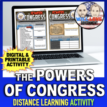 Preview of The Powers of Congress | The Legislative Branch |  Digital Learning Activity