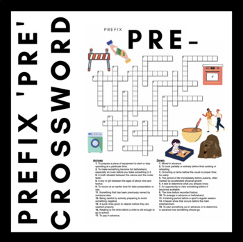 The Prefix Pre Crossword by The Generalist Teacher TpT