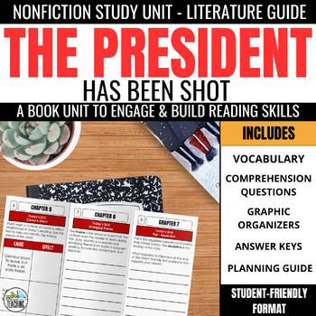 Preview of The President Has Been Shot Book Unit: Comprehension Questions & Vocabulary