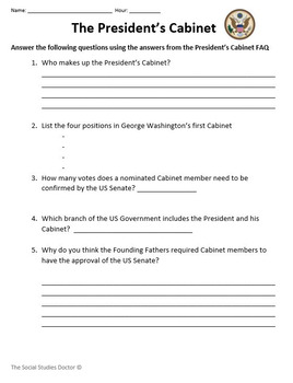 The President #39 s Cabinet (Lesson Plan Reader and Worksheet) TpT