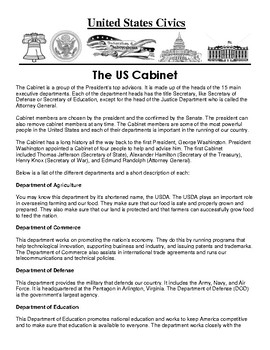 Presidential Cabinet Worksheets Teaching Resources Tpt