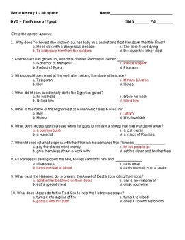 Preview of The Prince of Egypt (worksheet)