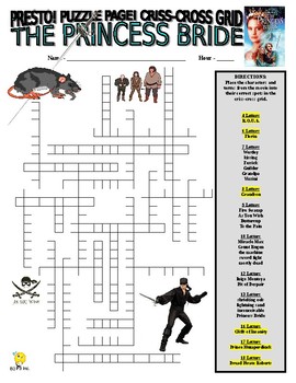 Preview of The Princess Bride Puzzles Pages (wordsearch / criss-cross / sentences / movie)