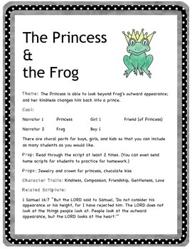 Preview of The Princess and the Frog - Readers' Theater Play - early readers - on kindness