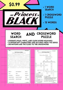 Preview of The Princess in Black Word Search and Crossword Puzzle Vocabulary Activity Pages