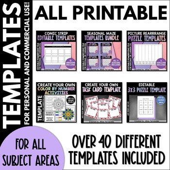 Preview of The Printable Templates Bundle for Personal or Commercial Use