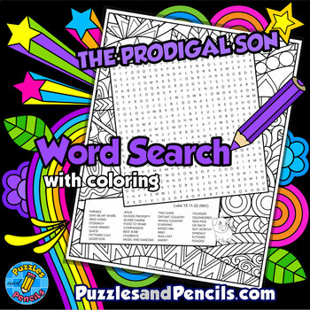 Preview of The Prodigal Son Word Search Puzzle with Coloring | Parables of Jesus