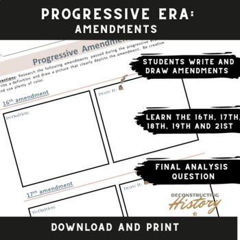 Preview of The Progressive Era - Amendments Graphic Organizer