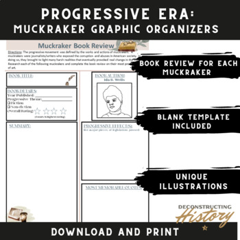 Preview of The Progressive Era - Muckrakers Graphic Organizer