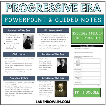 Preview of The Progressive Era PowerPoint and Notes