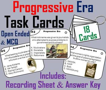 Preview of The Progressive Era Task Cards Activity