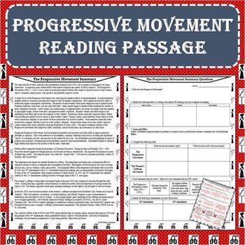 Preview of The Progressive Movement Era Reading Passage (PDF and Google Docs Formats)