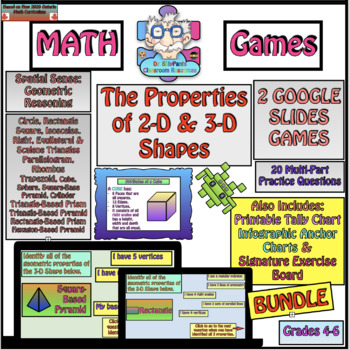 Preview of The Properties of 2-D & 3-D Shapes Super Bundle 2 Google Slides Games PLUS