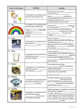 Properties of Matter - PowerPoint Worksheet Editable by Tangstar Science