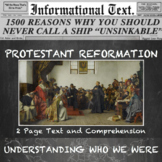The Protestant Reformation--Informational Text Worksheet
