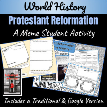 Preview of World History | The Protestant Reformation | Martin Luther | A Meme Activity