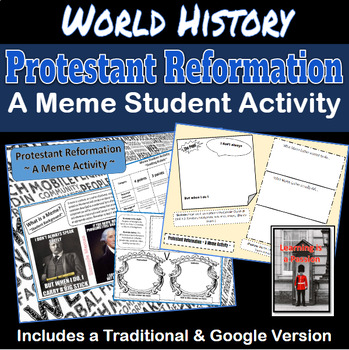 Preview of World History | The Protestant Reformation | Martin Luther | A Meme Activity