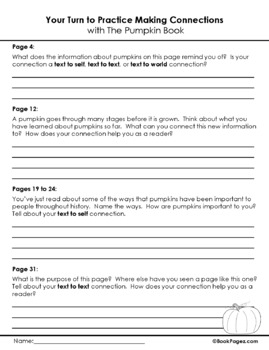 The Pumpkin Book Comprehension Strategy Lesson Plans by BookPagez