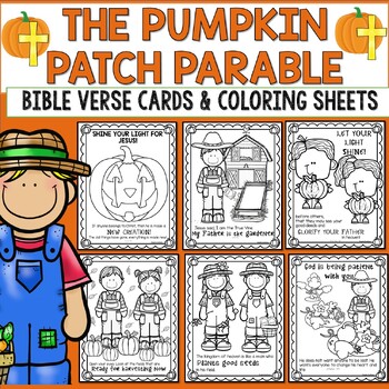 Preview of The Pumpkin Patch Parable Activities Bible Verse Cards Coloring Sheets