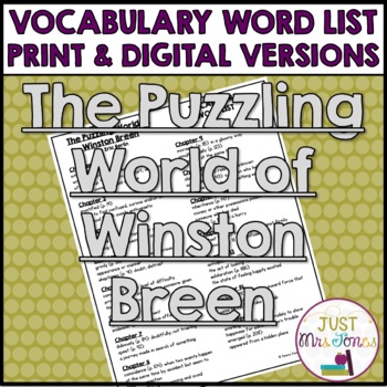 Preview of The Puzzling World of Winston Breen by Eric Berlin Vocabulary Word List