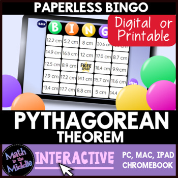 Preview of The Pythagorean Theorem Digital Bingo Game - Paperless Interactive Resource