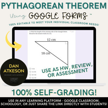 Preview of The Pythagorean Theorem Google Forms™｜ 2 Self-Grading Assessments