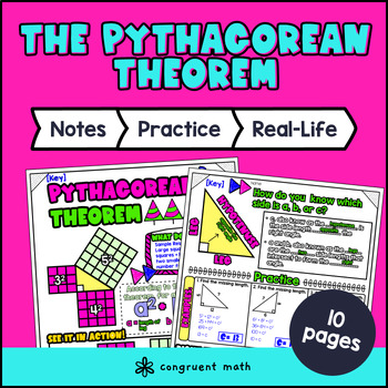 Preview of The Pythagorean Theorem Guided Notes with Doodles Legs Hypotenuse Right Triangle