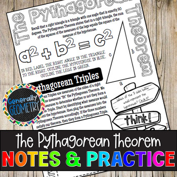 Preview of The Pythagorean Theorem Guided Notes and Practice Worksheet | Geometry