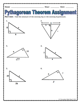 Right Triangles - The Pythagorean Theorem Notes and Practice | TpT